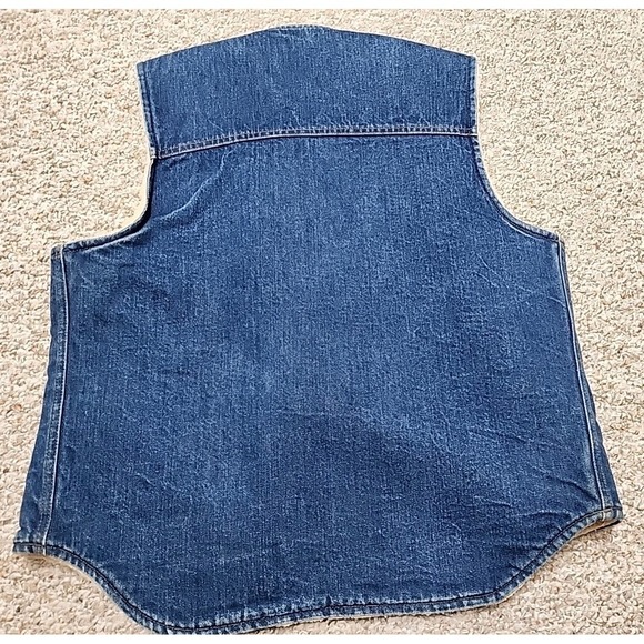 Vintage 80s Carhartt Denim Vest Men's  Large Tall Sherpa Lined Workwear Snap USA - Picture 11 of 16